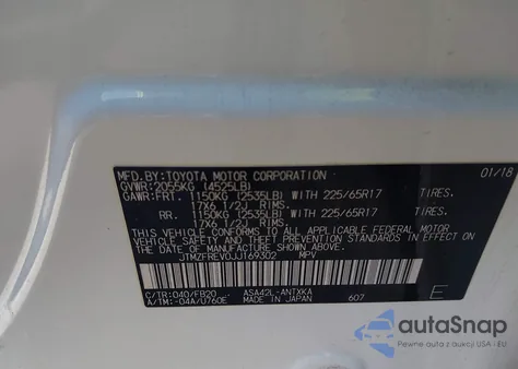 2018 Toyota Rav4 Le из США, поврежденный, VIN JTMZFREV0JJ169302